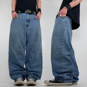 Vintage y2k baggy wide leg faded stonewash grunge archive jeans